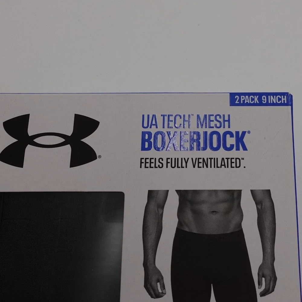 Under Armour Tech Mesh Boxerjock Men S Black 2 Pack 9 Inch Inseam 1363624-001